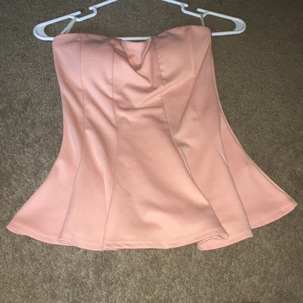Strapless peplum top